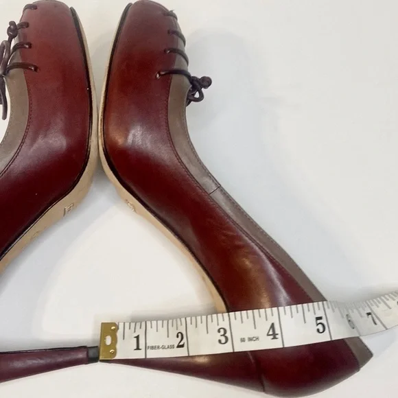 Cole Haan Dark Burgundy Victorian Leather Heels Size 6 - Picture 10 of 14